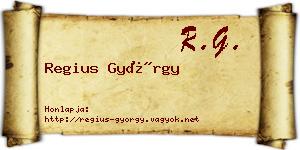 Regius György névjegykártya